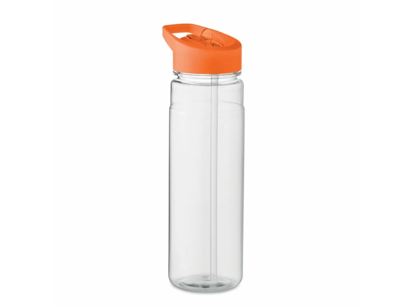 Bidon RPET 650 ml z logo, pomarańczowy, pokrywka flip-top
