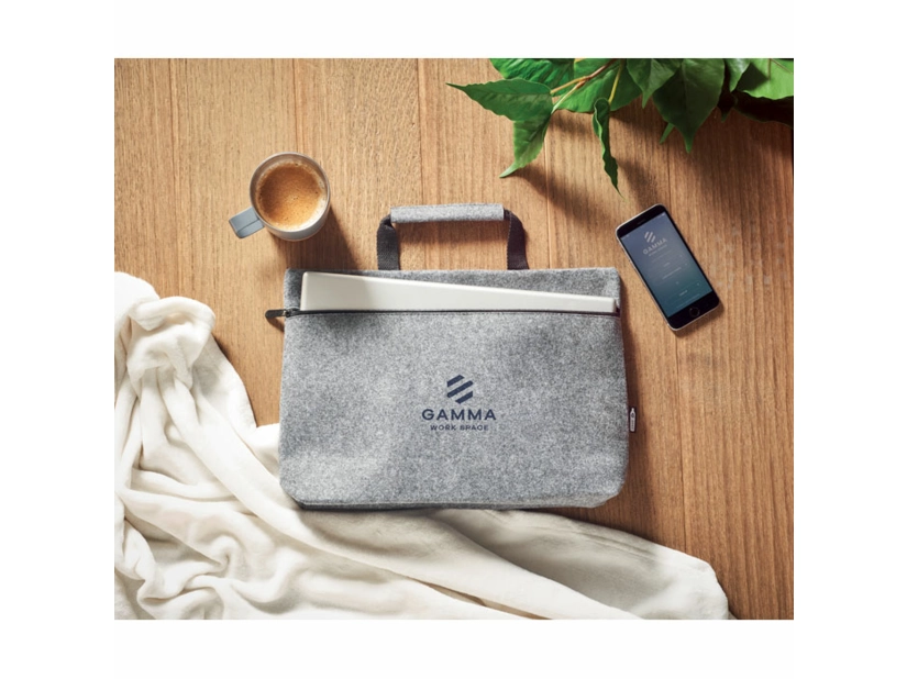 Szara torba na laptop 15" z filcu