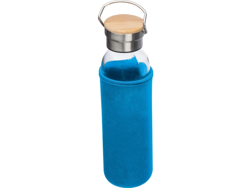 Szklana butelka w błekitnym etui 600ml