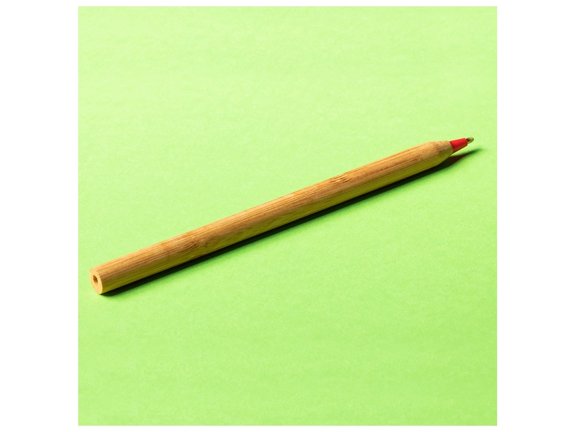 Bambusowy długopis ekologiczny czerwony z logo firmy