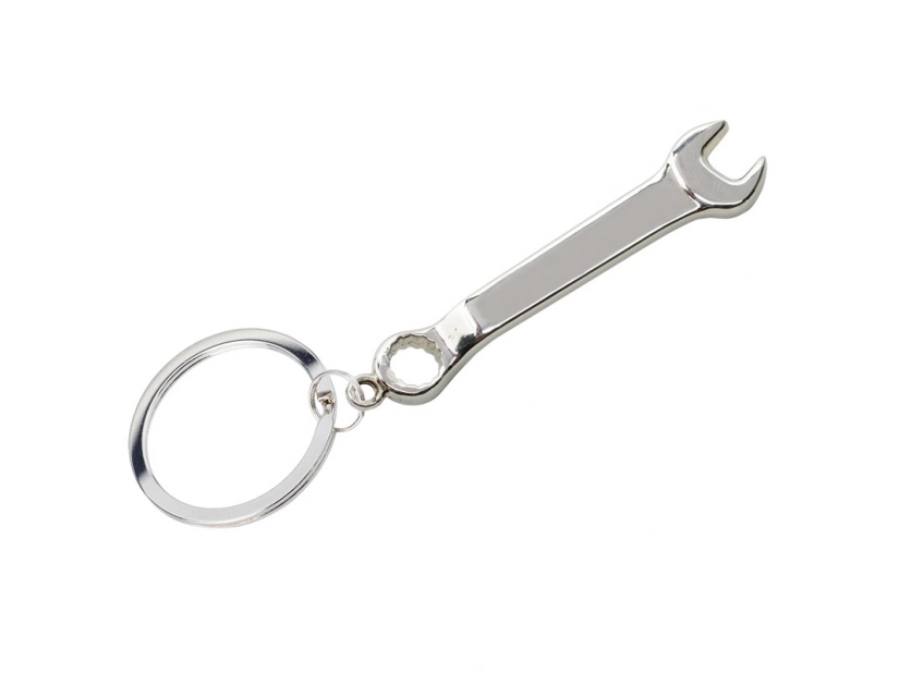 Srebrny brelok Spanner metalowy z grawerem logo