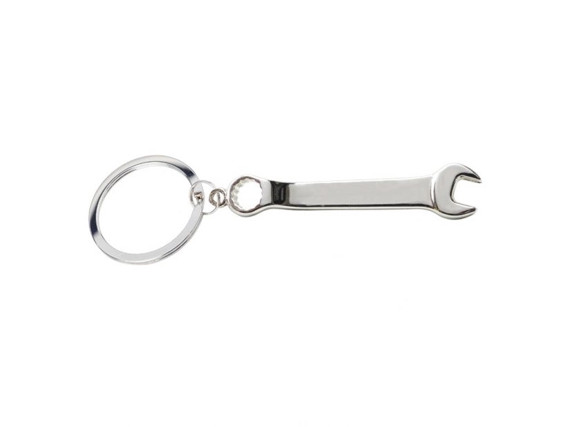Srebrny brelok Spanner metalowy z grawerem logo