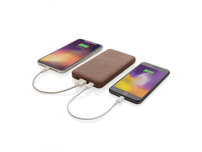 Bezprzewodowy elegancki power bank w obudowie ze skóry ekologicznej 