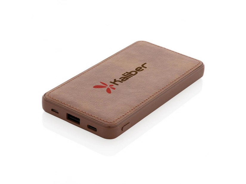 Bezprzewodowy elegancki power bank w obudowie ze skóry ekologicznej 