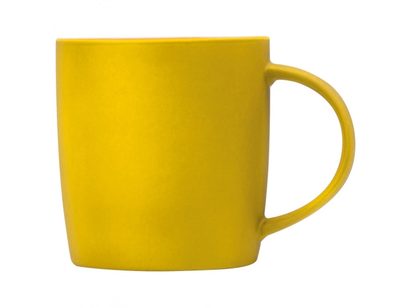 Gumowany kubek ceramiczny z możliwością graweru logo, 300 ml - żółty