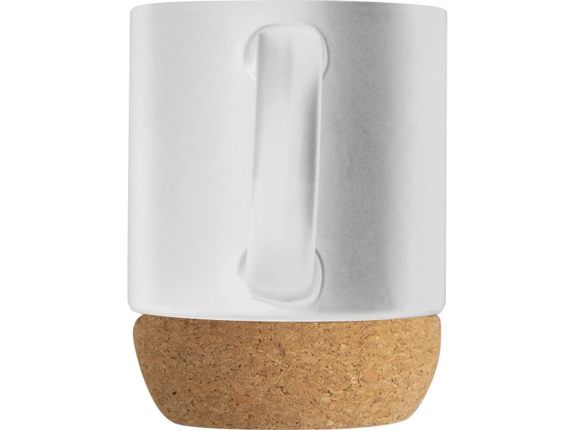 Kubek ceramiczny 350 ml z korkowym spodem - biały