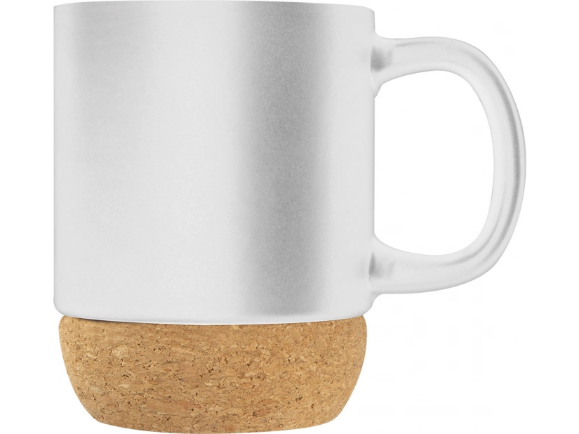 Kubek ceramiczny 350 ml z korkowym spodem - biały