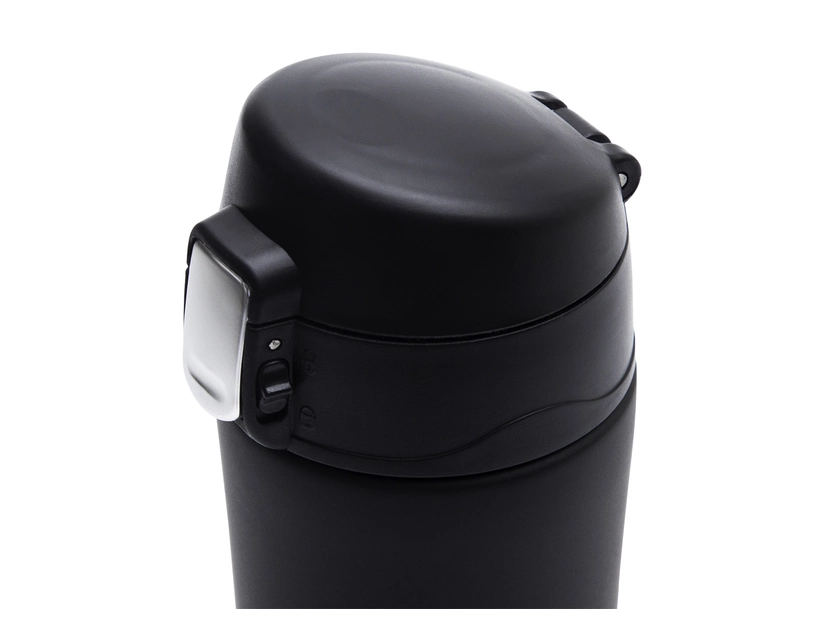 Czarny kubek termiczny z ustnikiem 400 ml z logo unbolt&press