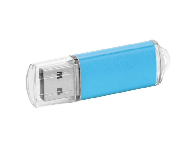 Pendrive metalowy jasnoniebieski z logo – gadżet firmowy