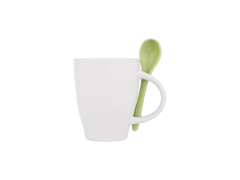 Reklamowy kubek z łyżeczką, zielony na węwnątrz, 250 ml