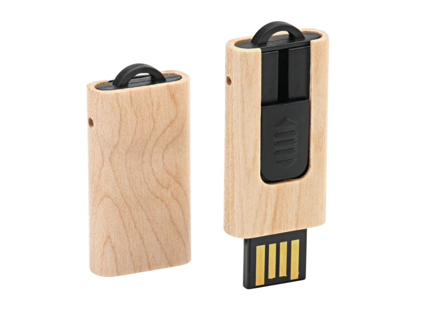 Pendrive drewniany slim jasny brąz z grawerem eco 32GB
