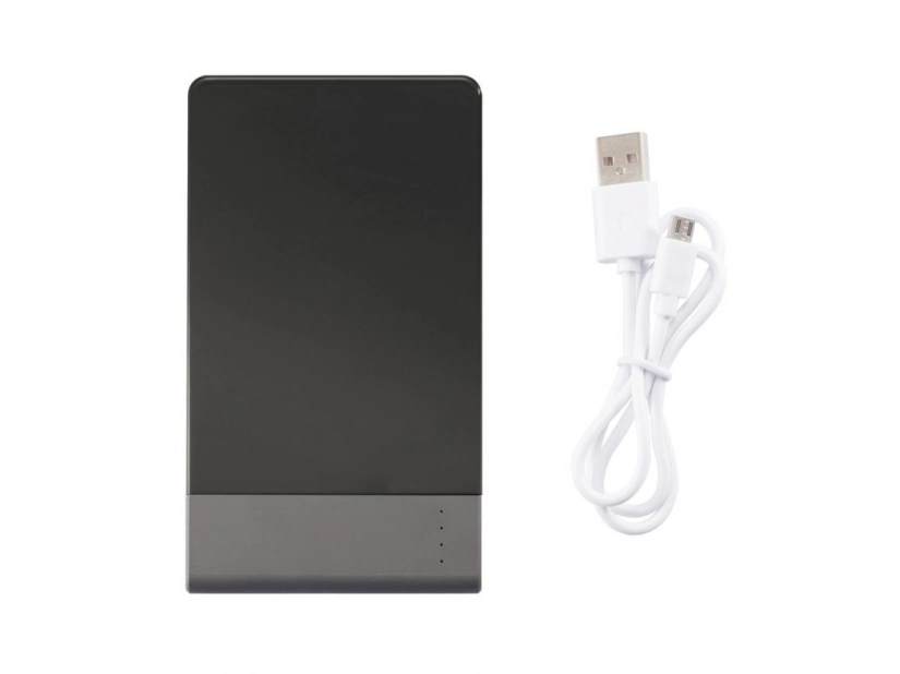 Czarno-szary power bank 4600 mAh z logo firmy LED ABS