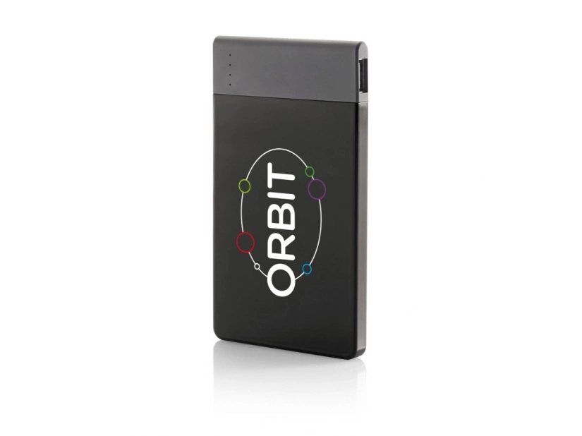 Czarno-szary power bank 4600 mAh z logo firmy LED ABS