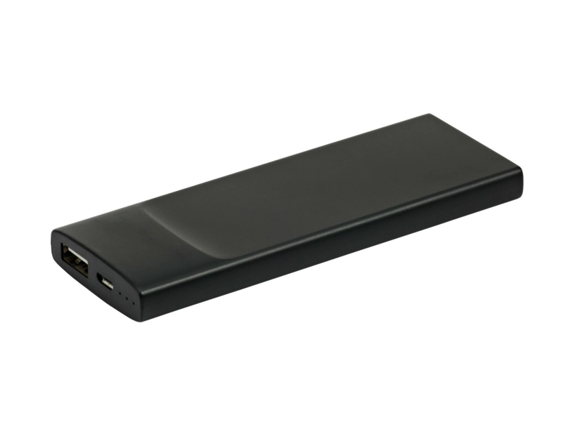 Czarny powerbank matowy z nadrukiem UV dla firm