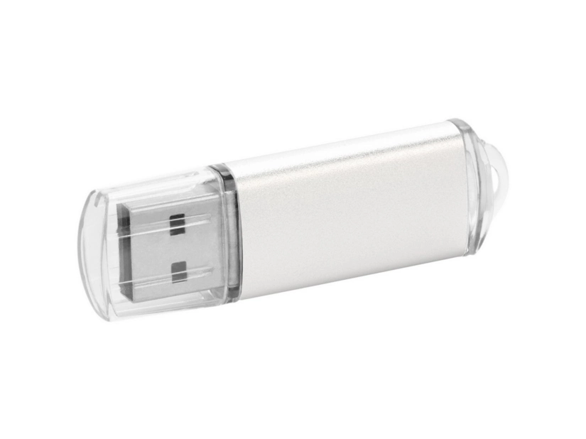 Pendrive metalowy srebrny z logo – gadżet firmowy USB