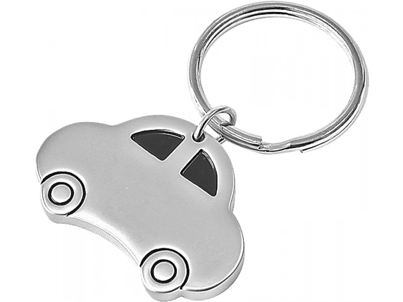 Srebrny brelok auto metalowy z grawerem w pudełku