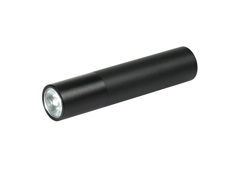 Power bank czarny metalowy z grawerem logo i latarką