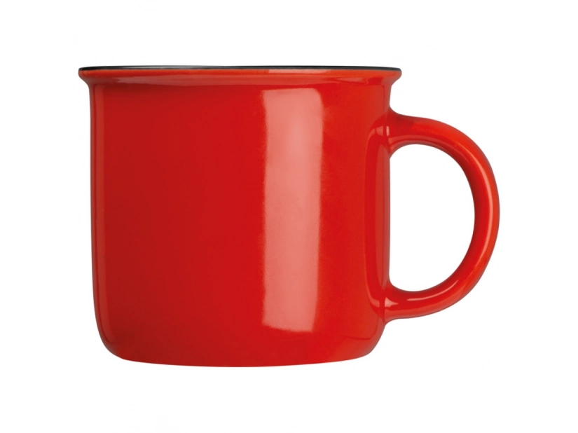 Czerwony kubek ceramiczny 350 ml w stylu retro