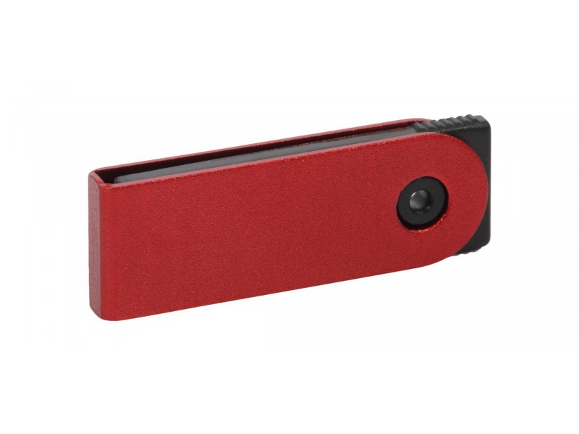 Czerwony pendrive reklamowy 8GB z logo, metalowy obrotowy
