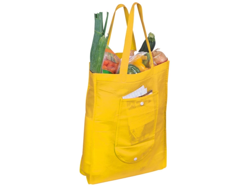 Składana torba na zakupy non-woven, żółta