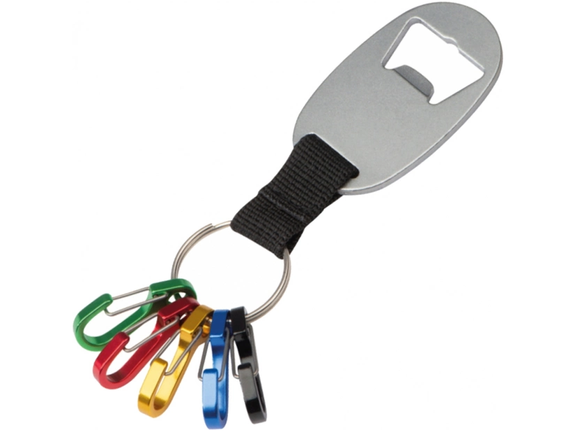 Brelok z 5 małymi karabińczykami i otwieraczem