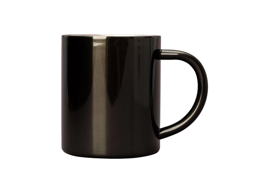 Czarny kubek metalowy Stalwart 240 ml z logo firmy