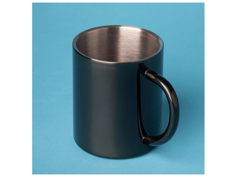 Czarny kubek metalowy Stalwart 240 ml z logo firmy