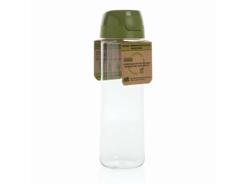 Zielony bidon sportowy z logo - 750 ml Tritan™ Renew | Eko-gadżety reklamowe