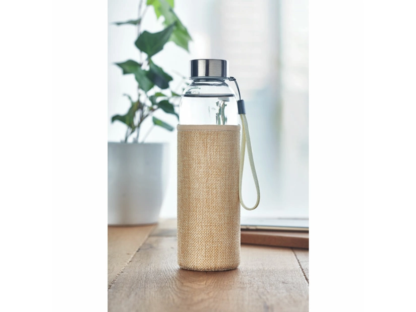 Szklana butelka w etui z juty 500ml 