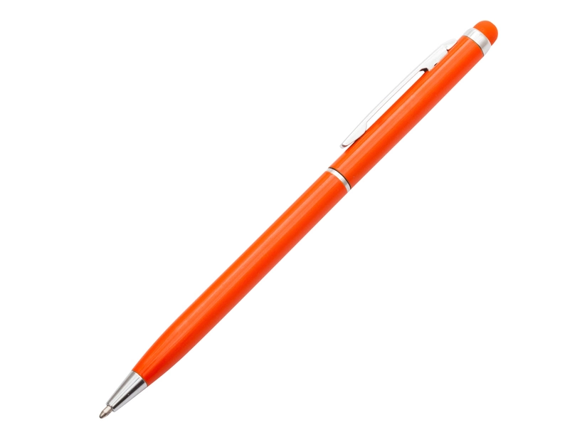 Pomarańczowy długopis aluminiowy z logo i touch pen