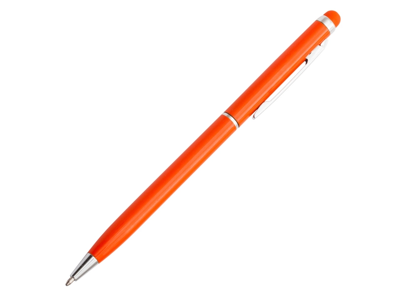Pomarańczowy długopis aluminiowy z logo i touch pen