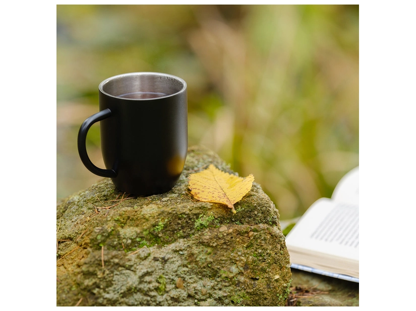 Czarny kubek metalowy Night Goody 380ml z grawerem logo