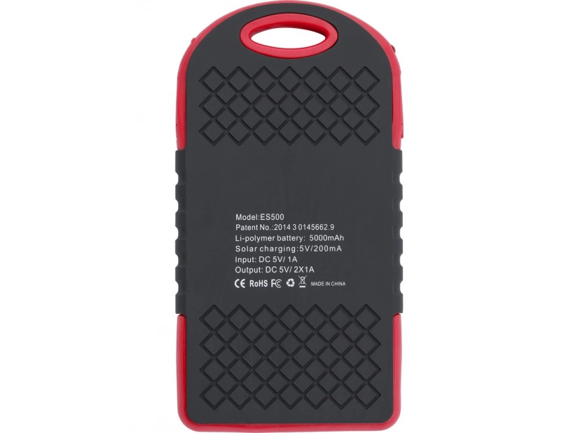 Powerbank solarny 4000 mAh@ czarno-czerwony z logo firmy