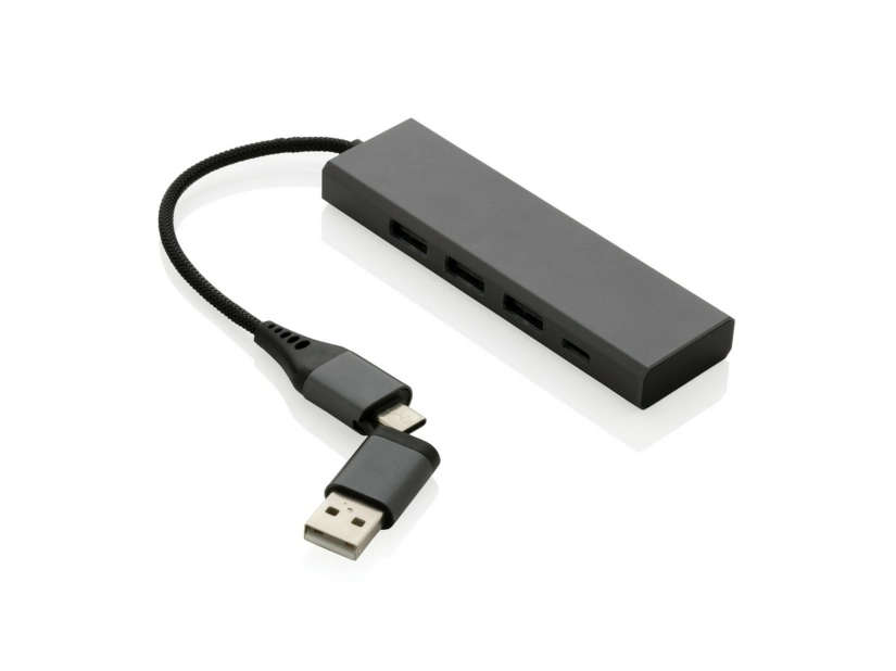 Hub USB 2.0 z USB C, aluminium z recyklingu