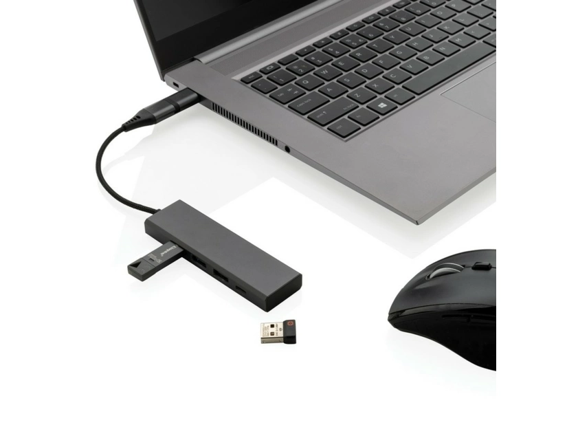 Hub USB 2.0 z USB C, aluminium z recyklingu