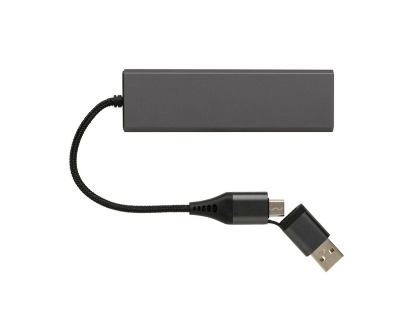 Hub USB 2.0 z USB C, aluminium z recyklingu
