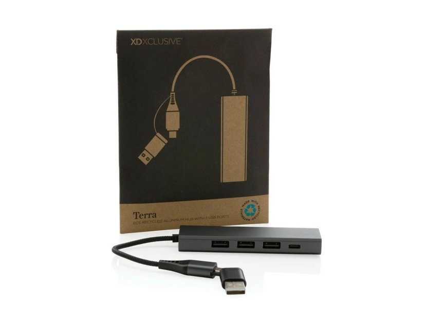 Hub USB 2.0 z USB C, aluminium z recyklingu