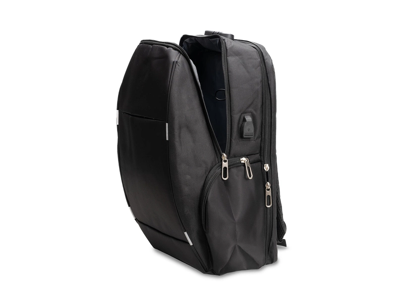 Plecak na laptop 15" z kablem USB, czarny