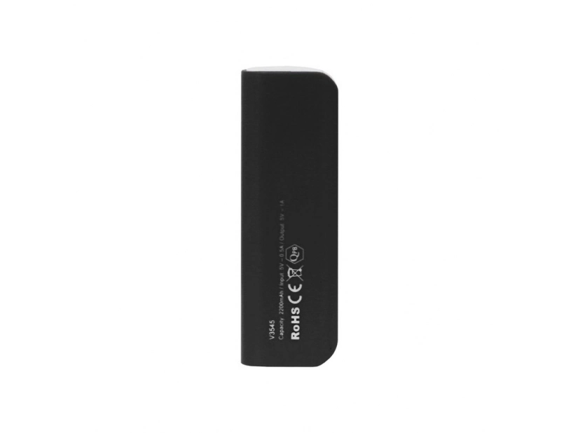 Czarny powerbank 2200 mAh z logo – gadżet firmowy