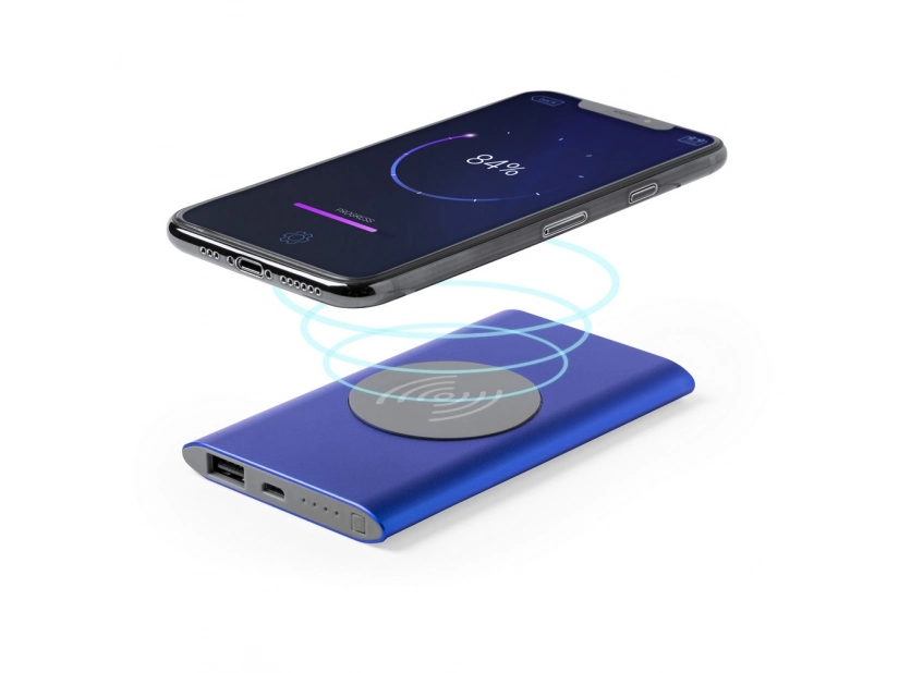 niebieski power bank bezprzewodowy