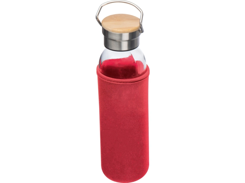 Szklana butelka z czerwonym etui 600ml