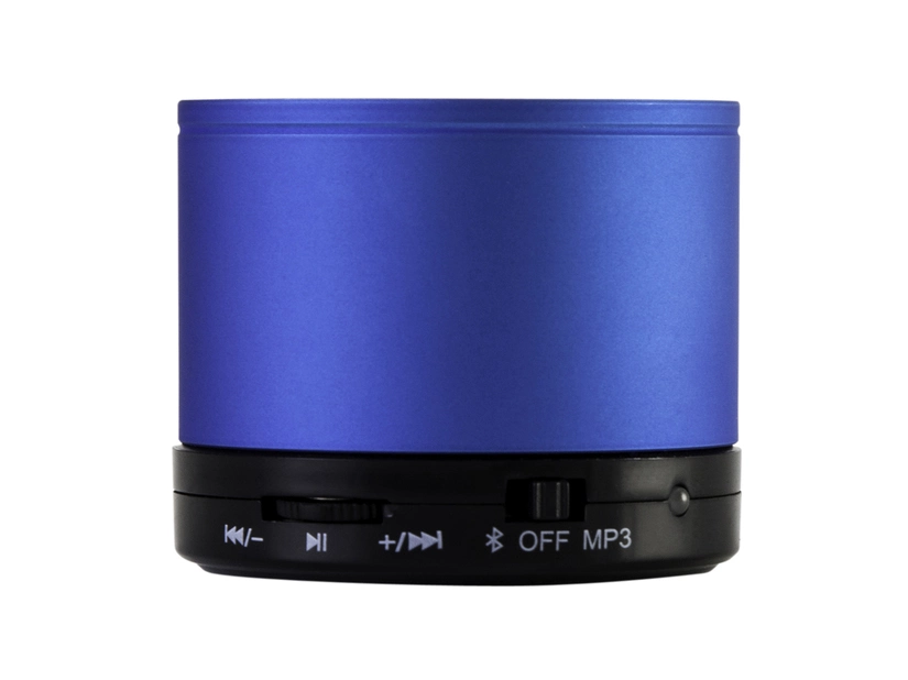 Niebieski głośnik reklamowy Partybeat z radiem FM, nadruk logo firmy