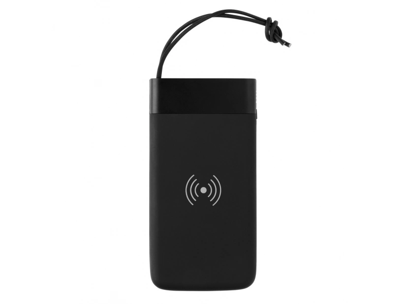 Power bank z łądowarką bezprzewodową 5W, pojemność 8000 mAh, czarny kolor