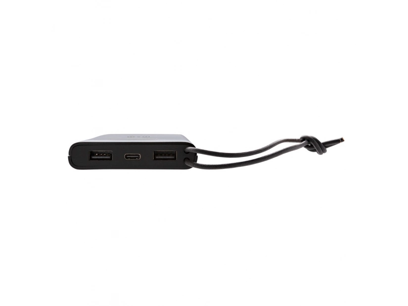 Power bank z łądowarką bezprzewodową 5W, pojemność 8000 mAh, czarny kolor