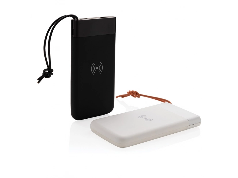 Power bank z łądowarką bezprzewodową 5W, pojemność 8000 mAh, czarny kolor
