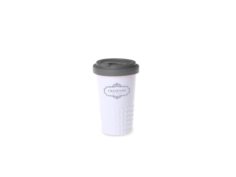 Kubek ceramiczny z pokrywką silikonową 270 ml
