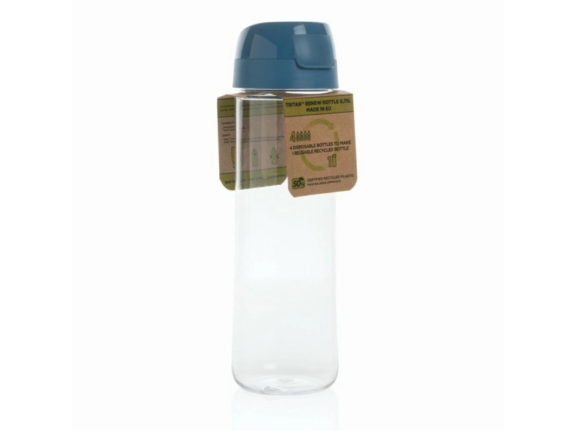 Niebieski bidon sportowy z logo - 750 ml Tritan™ Renew | Eko-gadżety reklamowe