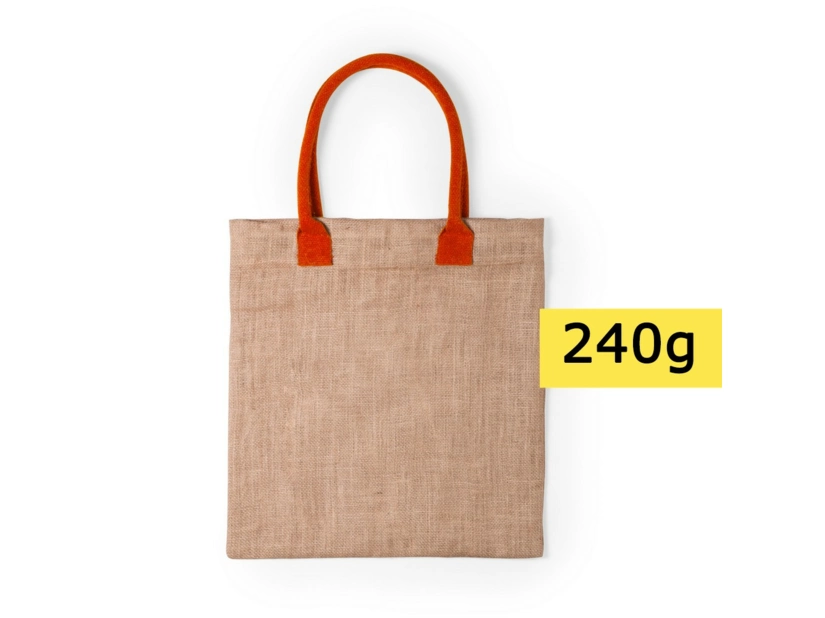 Torba z juty, bawełniane uchwyty, pomarańczowy kolor