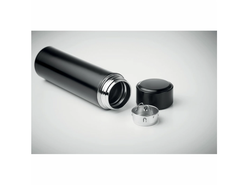 Czarna butelka termiczna z termometrem, Pole