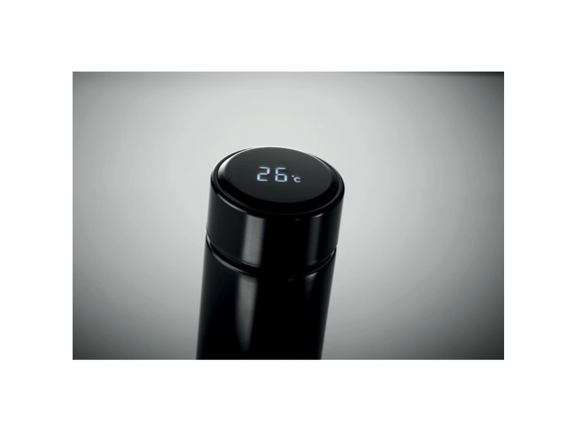 Czarna butelka termiczna z termometrem, Pole